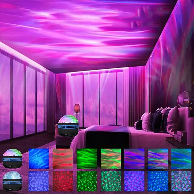 2 in 1 Northern Lights and Ocean Wave Projector🌈 Transform your living room into a beautiful and romantic getaway with peaceful moving lights.
